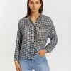 Atmos&Here Dayton Blouson Sleeve Shirt Black Gingham