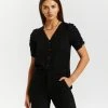 Atmos&Here Trinny Gathered Sleeve Shirt Black