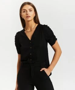 Atmos&Here Trinny Gathered Sleeve Shirt Black -Deals The Style Setters Store http3A2F2Fstatic.theiconic.com .au2Fp2Fatmos here 9563 3627331 4