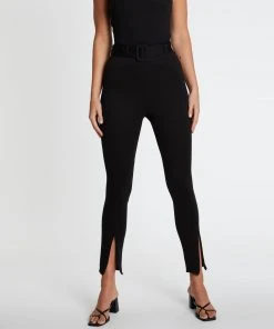 Atmos&Here Zoya Belted Zip Hem Pants Black