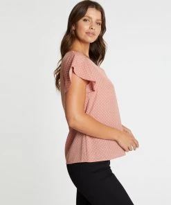 Atmos&Here Jodi Flutter Sleeve Blouse Pink And Cream Spot -Deals The Style Setters Store http3A2F2Fstatic.theiconic.com .au2Fp2Fatmos here 9698 2229531 2