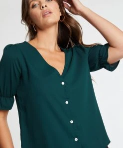 Atmos&Here Claira V-Neck Blouse Forest Green -Deals The Style Setters Store http3A2F2Fstatic.theiconic.com .au2Fp2Fatmos here 9720 6719531 4