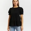 Atmos&Here Alice Puff Sleeve Smock Top Black
