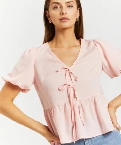 Atmos&Here Kalia Bow Front Puff Sleeve Blouse Soft Pink -Deals The Style Setters Store http3A2F2Fstatic.theiconic.com .au2Fp2Fatmos here 9893 4329531 4