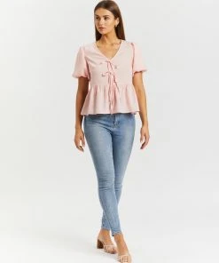 Atmos&Here Kalia Bow Front Puff Sleeve Blouse Soft Pink -Deals The Style Setters Store http3A2F2Fstatic.theiconic.com .au2Fp2Fatmos here 9905 4329531 5