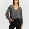 Atmos&Here Claire V Neck Blouse Black Speckle