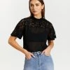 Atmos&Here Amelia Lace Contrast Blouse Black