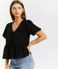 Atmos&Here Kalia Bow Front Puff Sleeve Blouse Black -Deals The Style Setters Store http3A2F2Fstatic.theiconic.com .au2Fp2Fatmos here 9999 0329531 4
