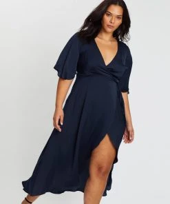 Atmos&Here Curvy Ursula Wrap Midi Dress Blue -Deals The Style Setters Store http3A2F2Fstatic.theiconic.com .au2Fp2Fatmos here curvy 0112 967369 4