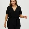 Atmos&Here Curvy Rosie Flutter Sleeve Blouse Black Dobby