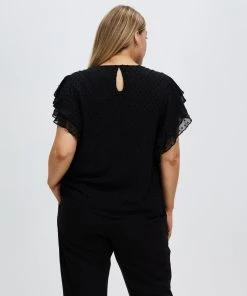 Atmos&Here Curvy Nadine Frill Sleeve Dobby Blouse Black -Deals The Style Setters Store http3A2F2Fstatic.theiconic.com .au2Fp2Fatmos here curvy 0743 3108141 3