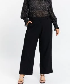 Atmos&Here Curvy Clover Wide Leg Pants Black
