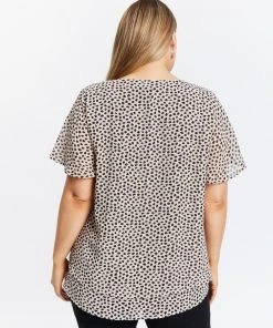 Atmos&Here Curvy Vivia Flutter Sleeve Blouse Beige Speckle -Deals The Style Setters Store http3A2F2Fstatic.theiconic.com .au2Fp2Fatmos here curvy 0846 4520231 3