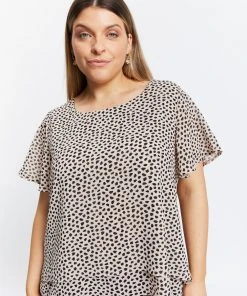 Atmos&Here Curvy Vivia Flutter Sleeve Blouse Beige Speckle -Deals The Style Setters Store http3A2F2Fstatic.theiconic.com .au2Fp2Fatmos here curvy 0856 4520231 4