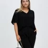Atmos&Here Curvy Braela Pleated Sleeve Blouse Black