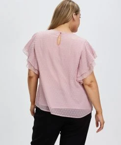 Atmos&Here Curvy Nadine Frill Sleeve Dobby Blouse Blush -Deals The Style Setters Store http3A2F2Fstatic.theiconic.com .au2Fp2Fatmos here curvy 0965 4108141 3