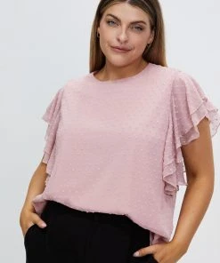Atmos&Here Curvy Nadine Frill Sleeve Dobby Blouse Blush -Deals The Style Setters Store http3A2F2Fstatic.theiconic.com .au2Fp2Fatmos here curvy 0974 4108141 4
