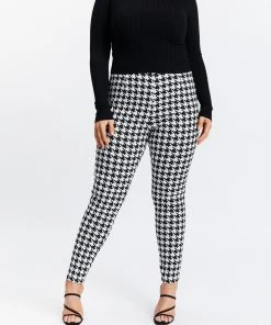 Atmos&Here Curvy Veronica Houndstooth Pants Black Houndstooth