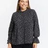 Atmos&Here Curvy Charlize Frill Detail Blouse Black Speckle