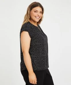 Atmos&Here Curvy Mazie Cap Sleeve Blouse Black Speckle -Deals The Style Setters Store http3A2F2Fstatic.theiconic.com .au2Fp2Fatmos here curvy 1778 8978531 2