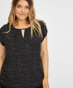 Atmos&Here Curvy Mazie Cap Sleeve Blouse Black Speckle -Deals The Style Setters Store http3A2F2Fstatic.theiconic.com .au2Fp2Fatmos here curvy 1809 8978531 4