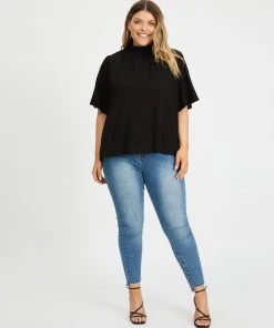 Atmos&Here Curvy Kenya High Neck Linen Blend Blouse Black -Deals The Style Setters Store http3A2F2Fstatic.theiconic.com .au2Fp2Fatmos here curvy 1996 4077331 5