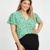 Atmos&Here Curvy Imogen Flutter Sleeve Blouse Green Floral