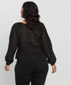 Atmos&Here Curvy Ruby Burnout Blouse Black -Deals The Style Setters Store http3A2F2Fstatic.theiconic.com .au2Fp2Fatmos here curvy 2621 4713521 3