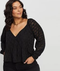 Atmos&Here Curvy Ruby Burnout Blouse Black -Deals The Style Setters Store http3A2F2Fstatic.theiconic.com .au2Fp2Fatmos here curvy 2624 4713521 4