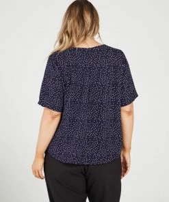 Atmos&Here Curvy Sophia V-Neck Blouse Dark Blue Polkadot -Deals The Style Setters Store http3A2F2Fstatic.theiconic.com .au2Fp2Fatmos here curvy 2810 7060031 3