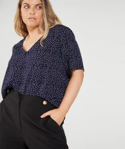 Atmos&Here Curvy Sophia V-Neck Blouse Dark Blue Polkadot -Deals The Style Setters Store http3A2F2Fstatic.theiconic.com .au2Fp2Fatmos here curvy 2874 7060031 4