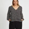 Atmos&Here Curvy Amara Hem Layer Blouse Mono Speckle Print