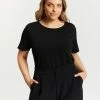 Atmos&Here Curvy Elise Crepe Textured Top Black