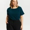 Atmos&Here Curvy Elise Crepe Textured Top Teal