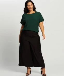 Atmos&Here Curvy Bianca Button Tab Woven Tee Forest Green -Deals The Style Setters Store http3A2F2Fstatic.theiconic.com .au2Fp2Fatmos here curvy 4583 8315021 5