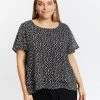Atmos&Here Curvy Vivia Flutter Sleeve Blouse Black Speckle
