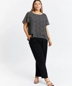 Atmos&Here Curvy Vivia Flutter Sleeve Blouse Black Speckle -Deals The Style Setters Store http3A2F2Fstatic.theiconic.com .au2Fp2Fatmos here curvy 4696 0620231 5
