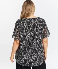 Atmos&Here Curvy Vivia Flutter Sleeve Blouse Black Speckle -Deals The Style Setters Store http3A2F2Fstatic.theiconic.com .au2Fp2Fatmos here curvy 4710 0620231 3