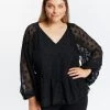 Atmos&Here Curvy Ash V-Neck Dobby Blouse Black