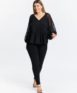 Atmos&Here Curvy Ash V-Neck Dobby Blouse Black -Deals The Style Setters Store http3A2F2Fstatic.theiconic.com .au2Fp2Fatmos here curvy 4763 6814131 5