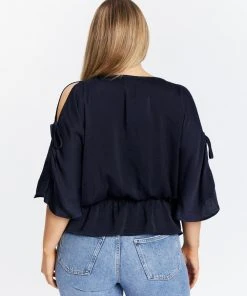 Atmos&Here Curvy Tina V Neck Wrap Blouse Navy -Deals The Style Setters Store http3A2F2Fstatic.theiconic.com .au2Fp2Fatmos here curvy 4800 0814131 3