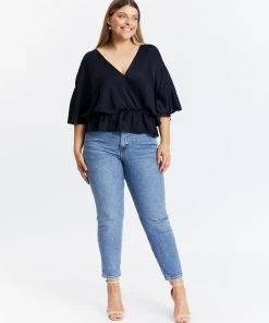 Atmos&Here Curvy Tina V Neck Wrap Blouse Navy -Deals The Style Setters Store http3A2F2Fstatic.theiconic.com .au2Fp2Fatmos here curvy 4823 0814131 5