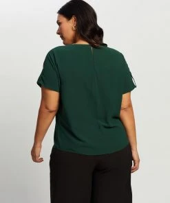 Atmos&Here Curvy Bianca Button Tab Woven Tee Forest Green -Deals The Style Setters Store http3A2F2Fstatic.theiconic.com .au2Fp2Fatmos here curvy 4863 8315021 3
