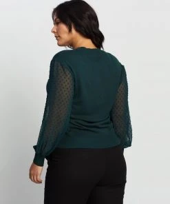 Atmos&Here Curvy Kristina Contrast Knit Top Forest Green -Deals The Style Setters Store http3A2F2Fstatic.theiconic.com .au2Fp2Fatmos here curvy 6748 1082121 3