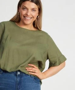 Atmos&Here Curvy Alice Linen Blend Top Khaki -Deals The Style Setters Store http3A2F2Fstatic.theiconic.com .au2Fp2Fatmos here curvy 7796 0896331 4