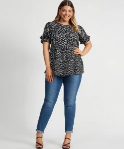 Atmos&Here Curvy Alice Puff Sleeve Smock Top Black Speckle -Deals The Style Setters Store http3A2F2Fstatic.theiconic.com .au2Fp2Fatmos here curvy 7824 7796331 5