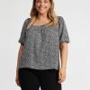 Atmos&Here Curvy Hazel Square Neck Top Black Leopard