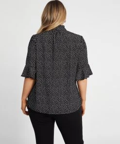 Atmos&Here Curvy Mila Frill Sleeve Blouse Black Leaf -Deals The Style Setters Store http3A2F2Fstatic.theiconic.com .au2Fp2Fatmos here curvy 8547 6280031 3