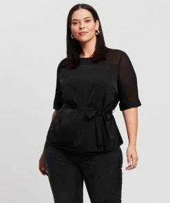 Atmos&Here Curvy Alice Contrast Top Black