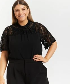 Atmos&Here Curvy Amelia Lace Contrast Blouse Black -Deals The Style Setters Store http3A2F2Fstatic.theiconic.com .au2Fp2Fatmos here curvy 9822 9246721 4